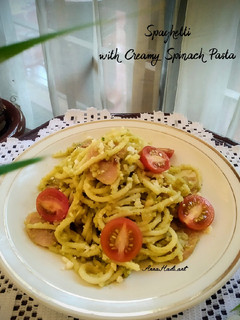 Foto resep Spaghetti with Creamy Spinach Pasta