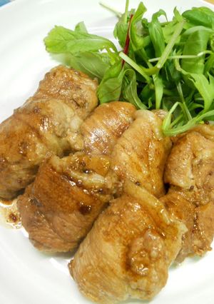A picture of Meat Wrapped Lotus Root and Grainy Mustard.