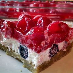 A picture of Red, White and Blueberry Squares.