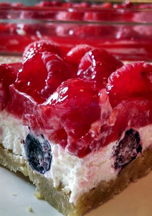 A picture of Red, White and Blueberry Squares.