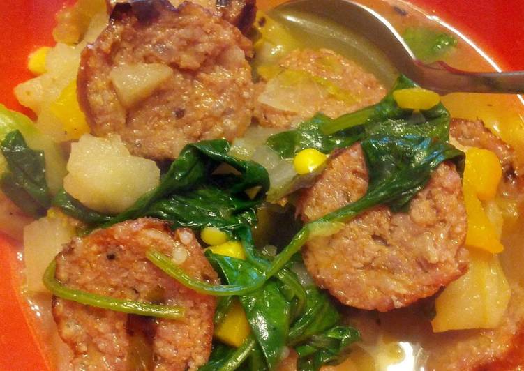 Simple Way to Prepare Super Quick Homemade Sausage and sprout stew