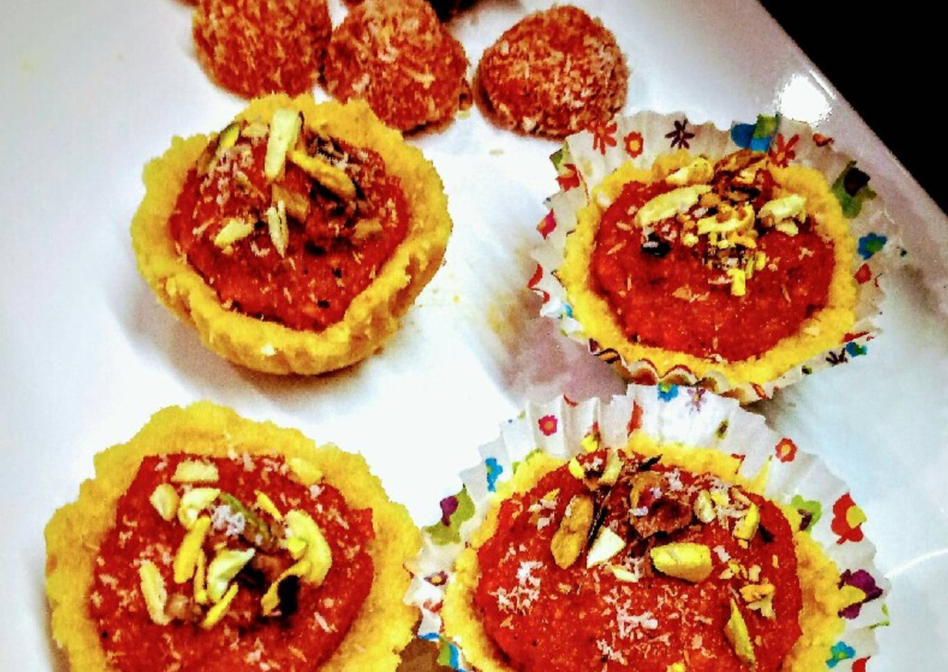 Watermelon halwa in mawa tarts