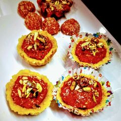 A picture of Watermelon halwa in mawa tarts.