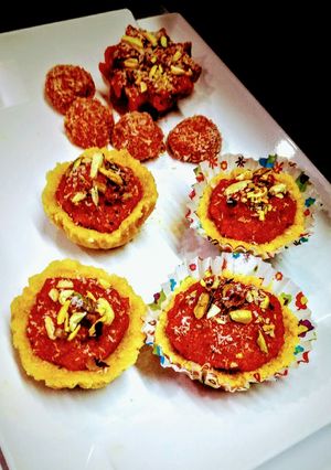 A picture of Watermelon halwa in mawa tarts.