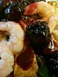 Sig's Rich Fruit Sauce with Prawns and Halloumi