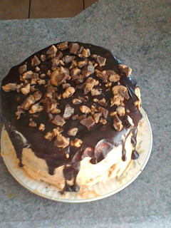 A picture of Chocolate peanut butter cup overload cake.