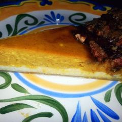 A picture of Ray's' DOUBLE PUMPKIN PECAN CHEESECAKE.