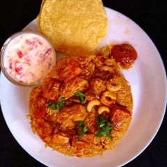 A picture of Jackfruit Biryani (Chakka (ചക്ക)/ Kadgi/ kathal Biryani).