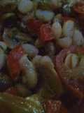 Ensalada templada de alubias con verduras asadas y setas