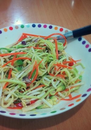 A picture of Zucchinis and Carrots Pasta Salad.