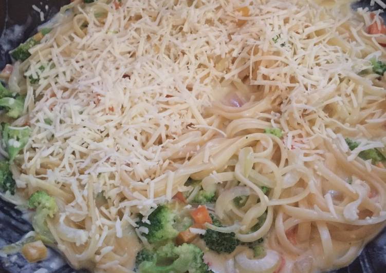 Resep Spagethi carbonara with fiber cream Anti Gagal