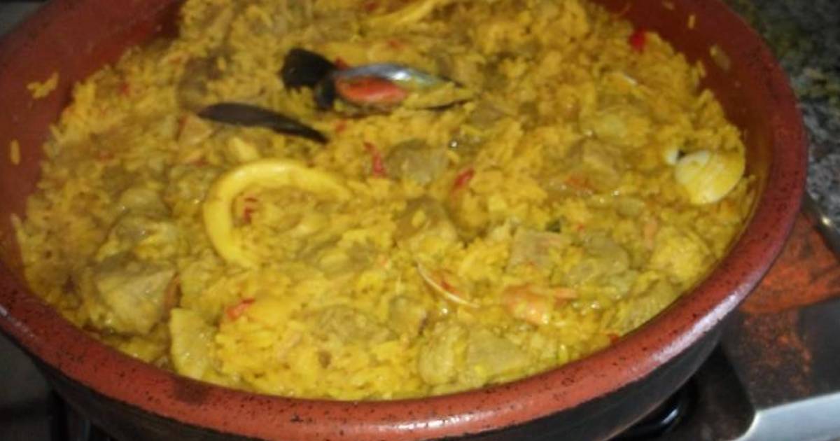 Paella de carne y mariscos - 34 recetas caseras- Cookpad