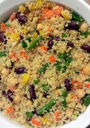 A picture of Couscous and three-bean salad.
