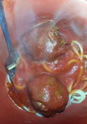 A picture of meatball monsters.
