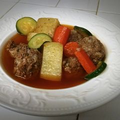 A picture of Albondigas (Mexican meatball soup).
