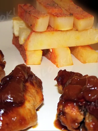 Easy Way Prepare Sticky barbeque chicken wings with steak potatoes the So Delicious You can take Joss in your mouth