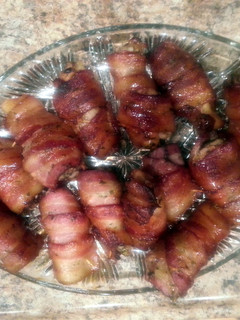 A picture of Bacon Wrapped Chicken Wings.