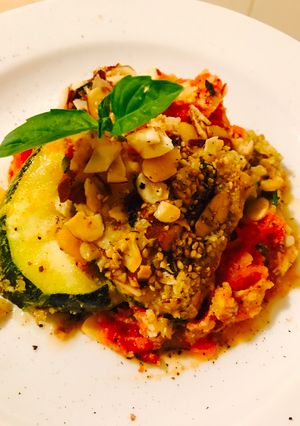 A picture of Zucchini Eggplant No Ham Parmesan.