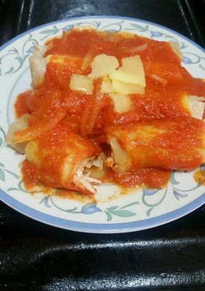 Una foto de Entomatadas de pollo con queso