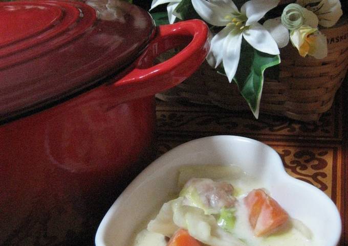 Simple Way to Make Speedy Easy Rich Cream Stew in a Le Creuset Pot