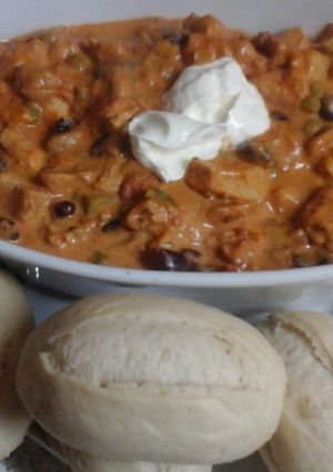 A picture of My Creamy Chicken Chilli 😙.