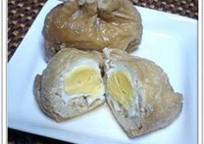 Abura-age and Egg Simmered Pouches (Kinchaku) Recipe