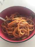 Pasta con pulpo y albahaca