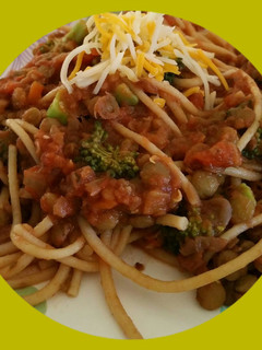 A picture of Spaghetti with "Meat" Sauce.