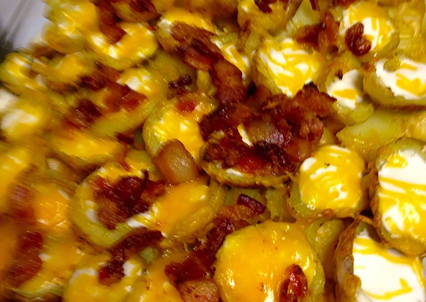 Squeeze the mac and cheese potato skins