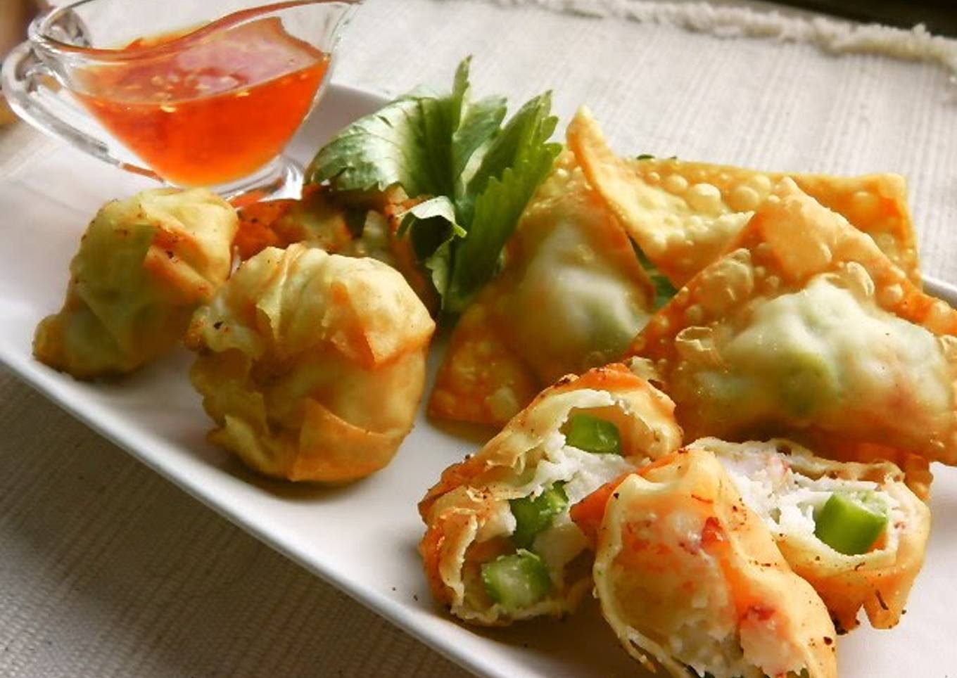 Shrimp and Spring Asparagus Fried Wontons