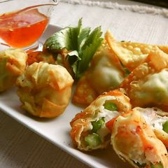 A picture of Shrimp and Spring Asparagus Fried Wontons.