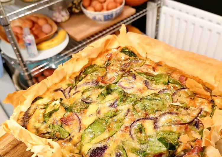 Steps to Prepare Award-winning Cheesey, Spinach, Filo Tart