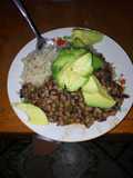 Fried white beans served with rice
