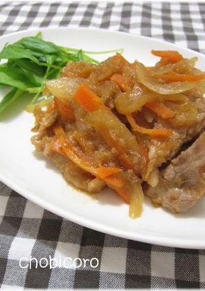 A picture of Ginger Pork with Grated Daikon Radish.
