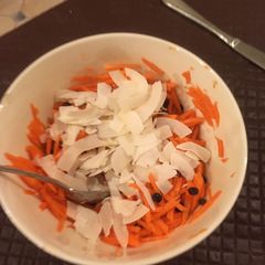 A picture of Carrot, currant and coconut salad.