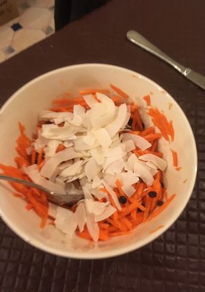 A picture of Carrot, currant and coconut salad.