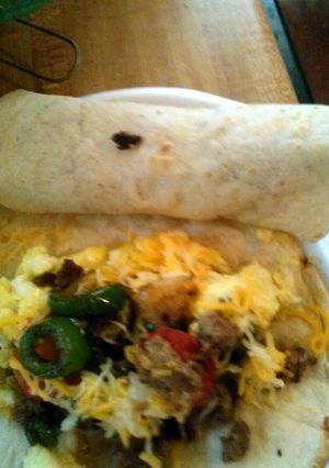 A picture of Mae's breakfast burritos.