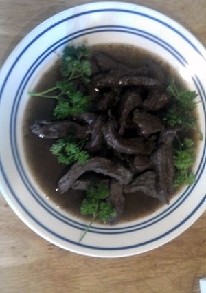 A picture of Deer Loin in Jalapeno Jelly Sauce.