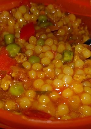 A picture of vegetarian giant cous cous dish.
