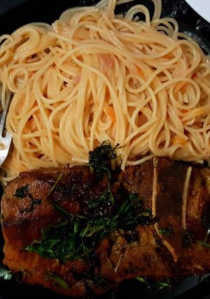 A picture of Steak pasta (pan fried).