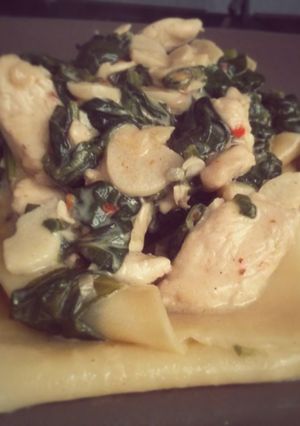 A picture of Unorthodox Lasagne with Chicken and Spinach.