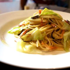 Quick & Easy Spring Cabbage and Sakura Shrimp Pasta A picture of Quick & Easy Spring Cabbage and Sakura Shrimp Pasta.