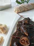 Chipirones rellenos de huevo y jamón cocido