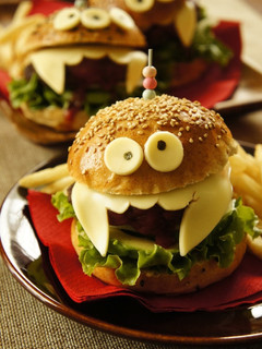 A picture of Halloween Monster Burgers.