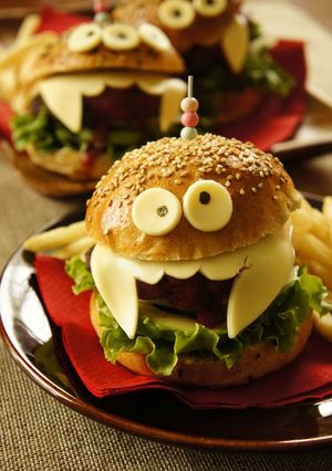A picture of Halloween Monster Burgers.