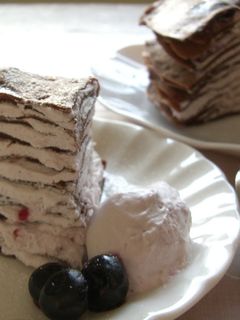 A picture of Fresh Berry and Chocolate Crepe Cake.