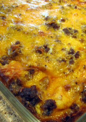 A picture of Mom's Breakfast Casserole.