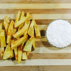 FRYday - Breadfruit Fries with Morai Sauce A picture of FRYday - Breadfruit Fries with Morai Sauce.