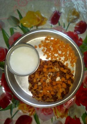 A picture of Sweet boondi stuffed parantha.
