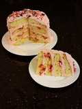 Vanilla Layer Cake with Peppermint Whipped Cream Frosting and Filling